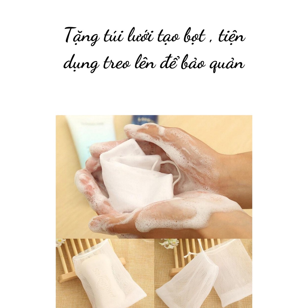 Xà Bông Nghệ Hoa Hồng Thảo Mộc Handmade Dùng Để Tắm Rửa Mặt Dưỡng Trắng Da Mờ Vết Thâm Nám - Tặng Kèm Túi Lưới Tạo Bọt