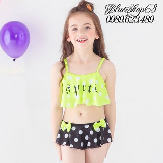 Bộ đồ bơi cho bé gái từ 12-30kg màu xanh lá cây