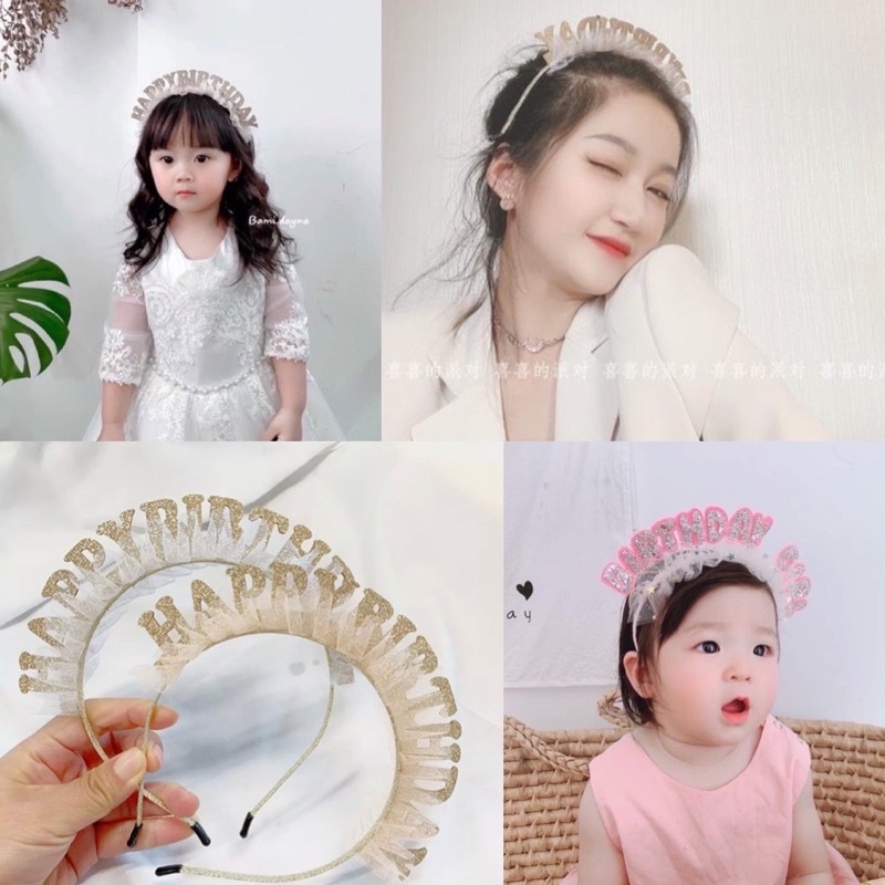 Bờm cài tóc Happy Birthday, Happy Birthday girl, Happy Birthday boy phong cách hàn quốc