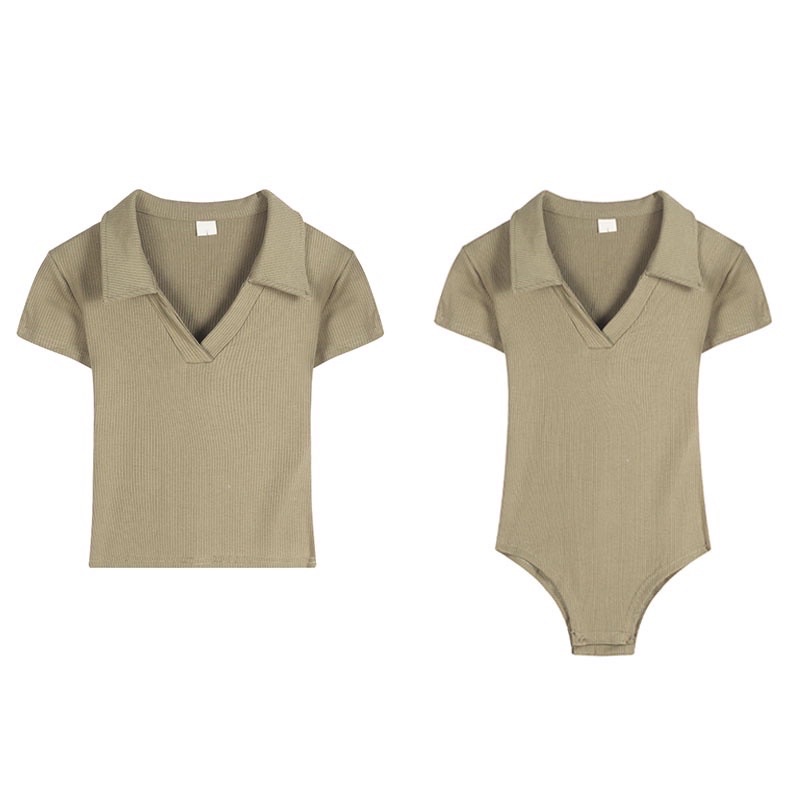 [ BIKINI] Áo Liền Quần Bodysuit cổ polo Ôm Body Trơn Quyến Rũ Thời Trang Mùa Hè Nóng Bỏng | BigBuy360 - bigbuy360.vn