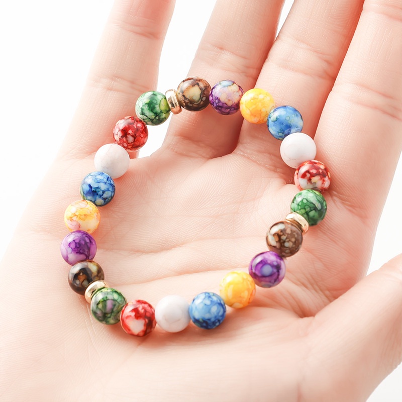 Vòng Tay Chuỗi Hạt Đá Núi Lửa Chakra 7 Chakras Giảm Căng Thẳng Cho Cặp Đôi