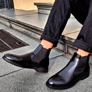 Giày da nam công sở Chelsea boots tăng chiều cao, giày tây nam da bò cao cấp dáng thể thao đi làm đi học form đẹp M1