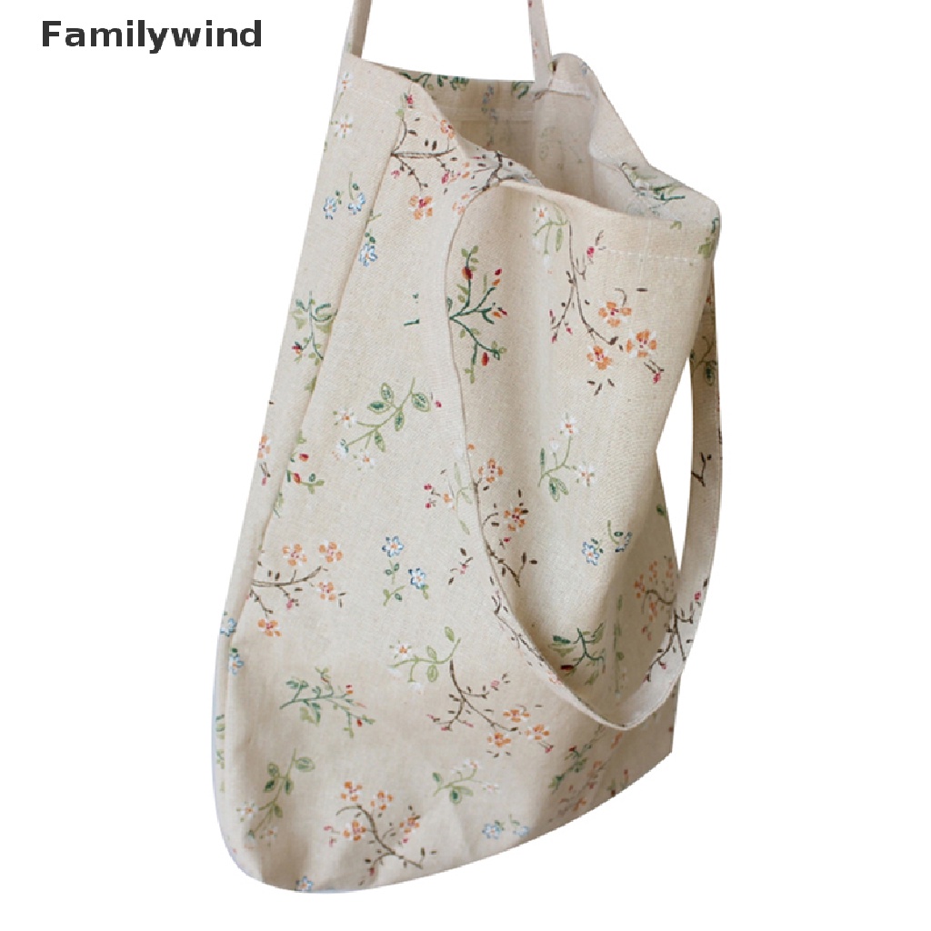 Túi tote đeo vai/ xách tay bằng cotton linen cổ điển cho nữ
