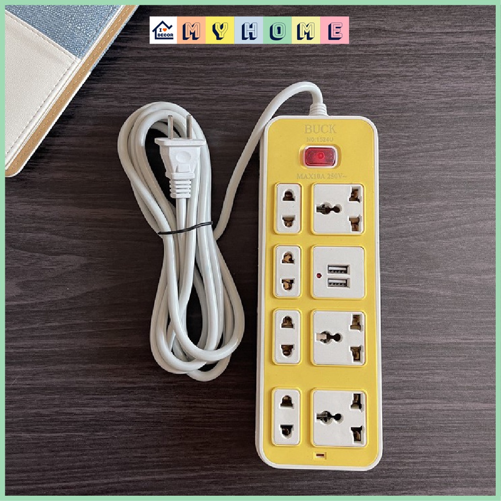 Ổ cắm điện đa năng thông minh có cổng USB My Home xuất xứ Thái Lan cao cấp dài 2.8m DN023