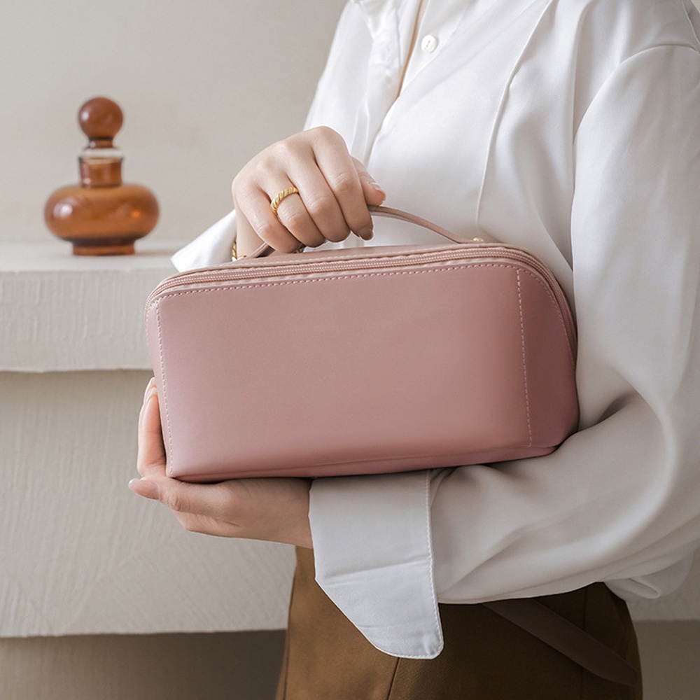Onuobao Túi đựng mỹ phẩm có ngăn bằng da PU Organ Style