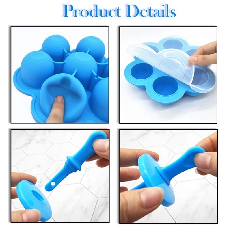 7 Grid Reusable Food Grade Silicone Popsicle Molds