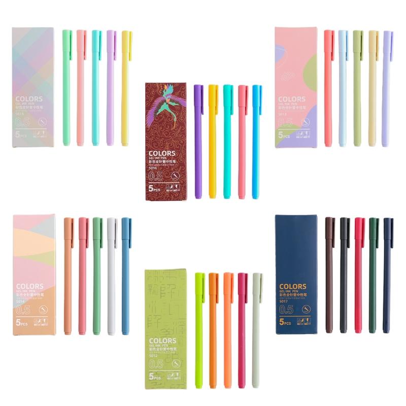 Set 5 Bút Mực Gel 0.5mm Nhiều Màu Sắc Dành Cho Học Sinh