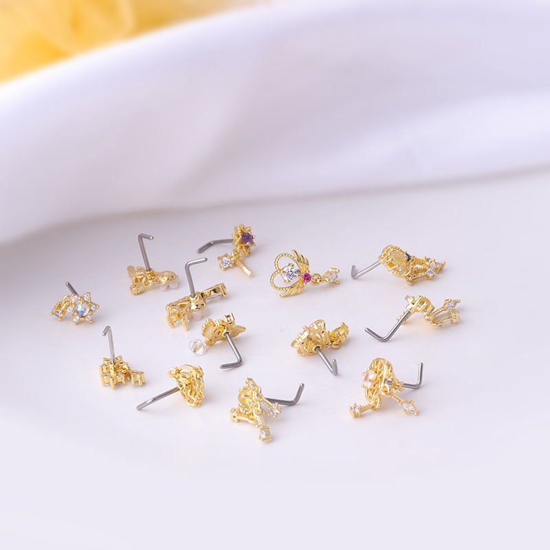 1 Cái 20Gauge Khuyên Mũi Hình Chữ L Đính Đá Zircon