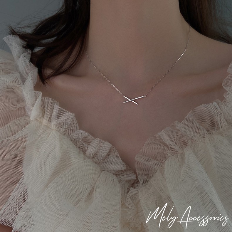 Dây chuyền hợp kim bạc sợi mảnh hình X - Mely B18