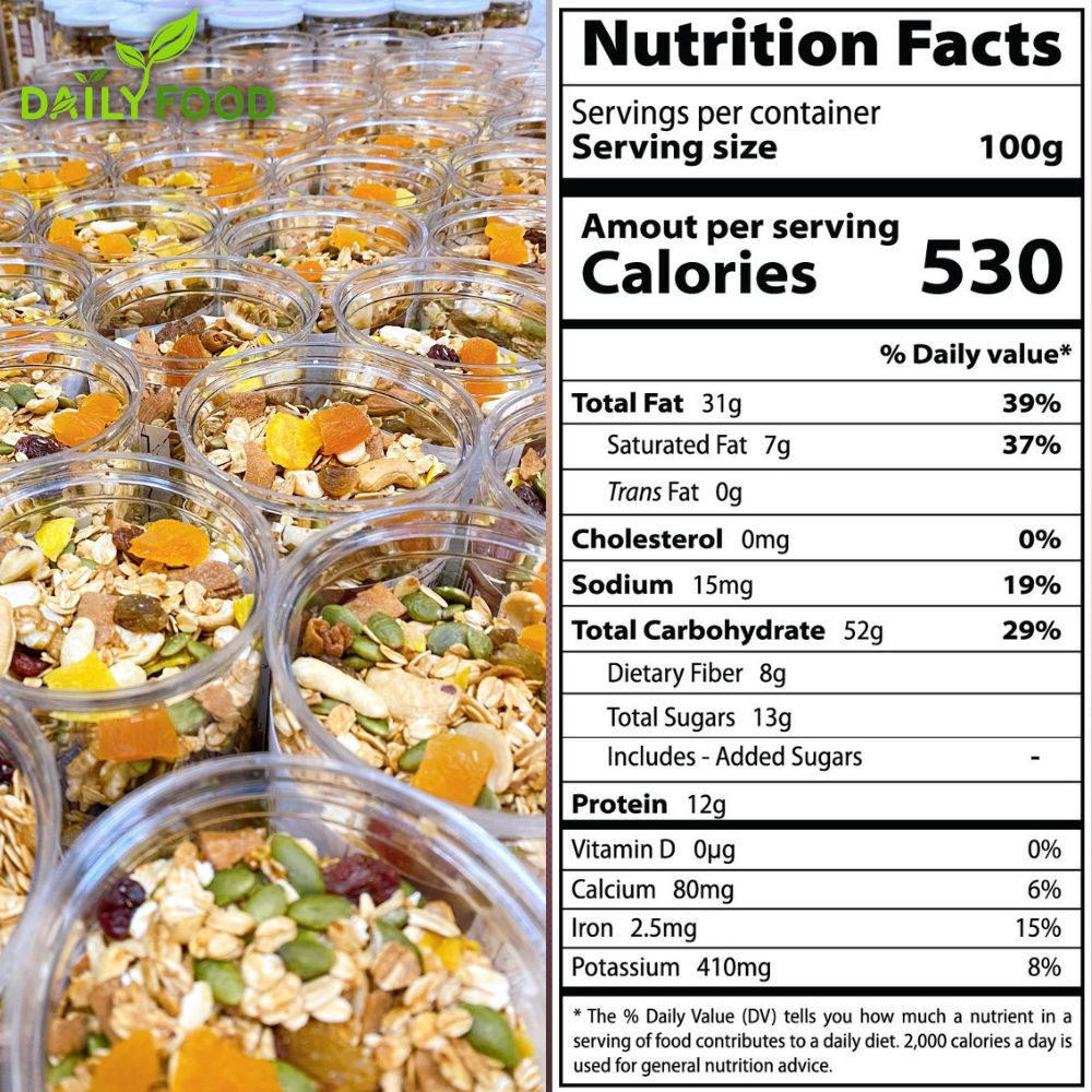 Hũ 500g granola ăn kiêng siêu hạt ⚡️ Ngũ cốc giảm cân Mix 7 loại hạt DailyFood chính hãng