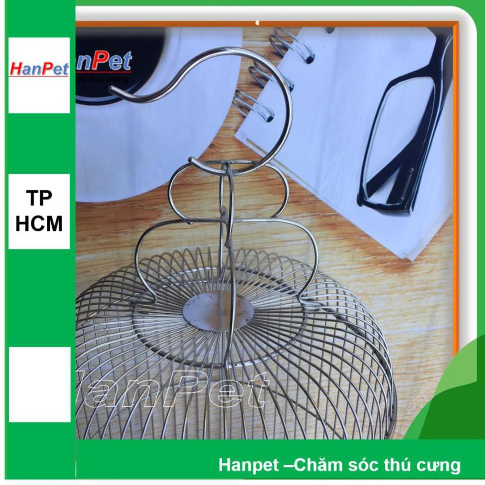 Hanpet.GV- Lồng chim Inox chống gỉ sét, loại bé dành cho chim khuyên- tặng áo lồng và máng ăn, máng uống- 60