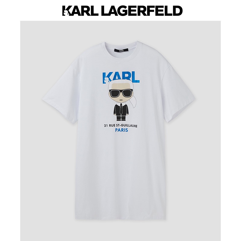 Áo Thun Cotton Tay Ngắn In Họa Tiết Hoạt Hình Karl Lagerfeld Thoải Mái Cho Nữ