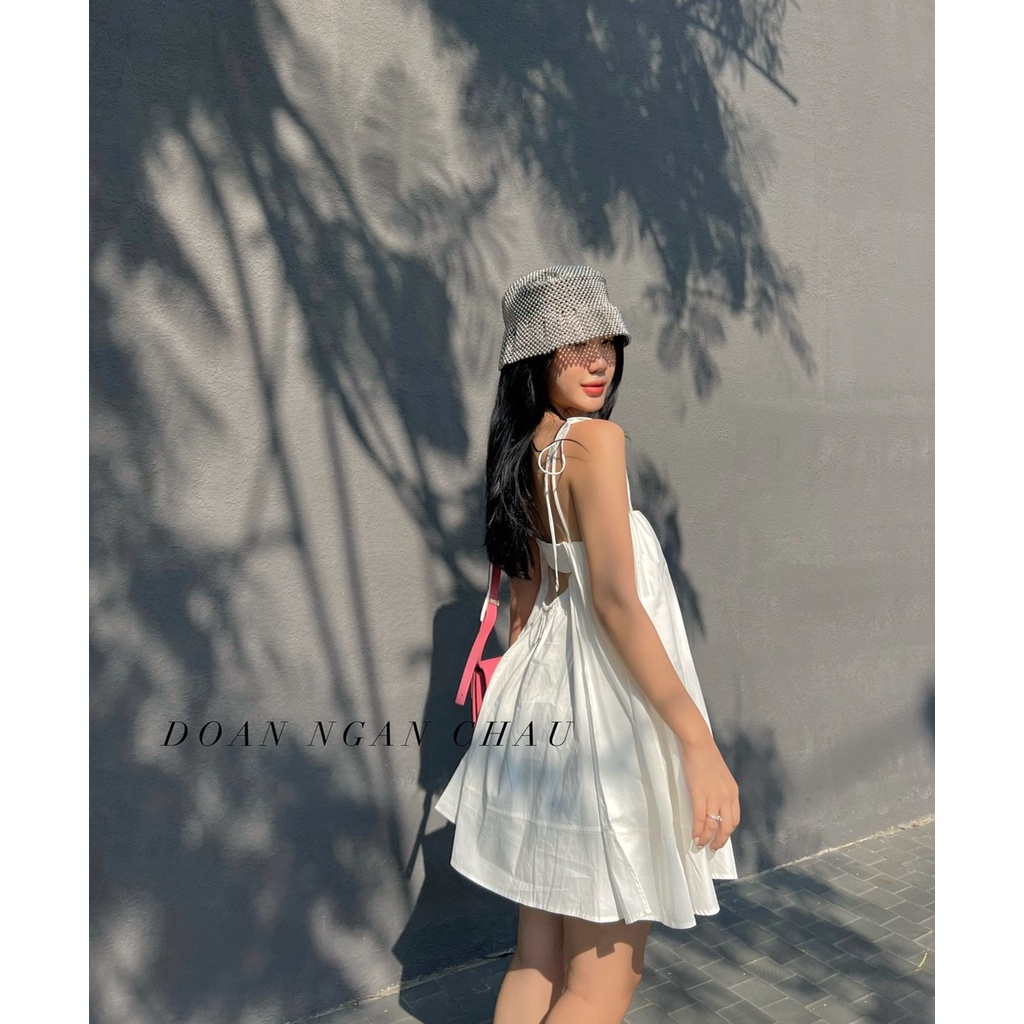 ĐẦM 2S DÂY babyDOLL dáng SUÔNG TRẮNG KHOÉT LƯNG