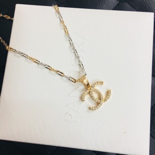 Dây chuyền 2 màu mặt chữ x đồng non dát vàng siêu bền