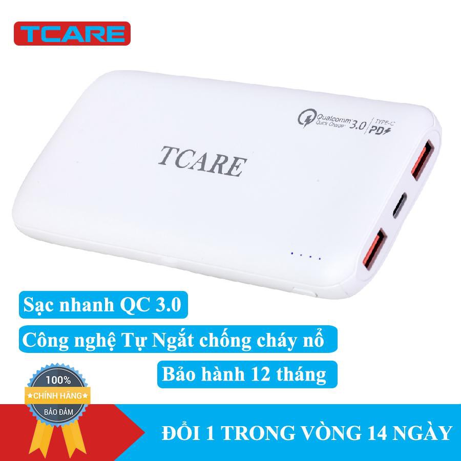 Pin sạc dự phòng 10000mAh Sạc Nhanh QC 3.0 Tcare T365