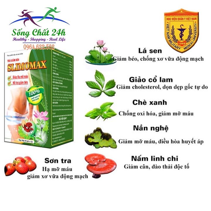 Trà Giảm Cân Slimomax Học Viện Quân Y [CHÍNH HÃNG] - Sống Chất 24h