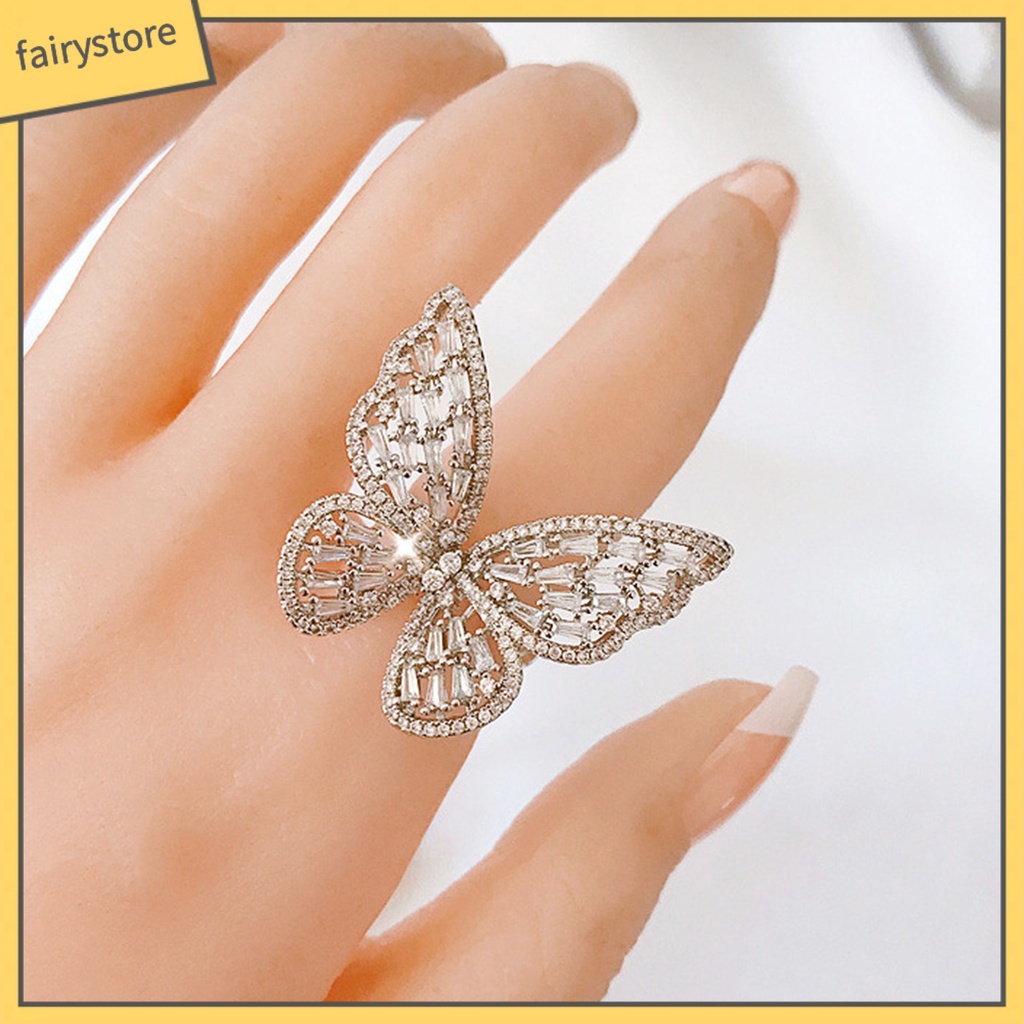 Nhẫn Hợp Kim Hình Bướm Đính Đá Xinh Xắn