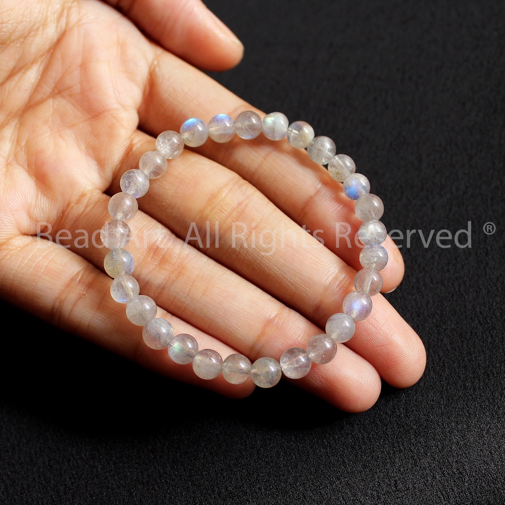 Vòng Tay 5MM Hạt Đá Labradorite, Hắc Nguyệt Quang Ánh Cầu Vồng Loại A, Vòng Tay Phong Thuỷ, Chuỗi Hạt S50 - Bead Art