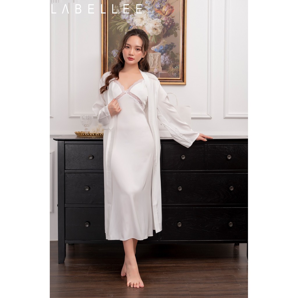 Váy lụa hai dây dáng dài phối ren LABELLEE - VL2D11