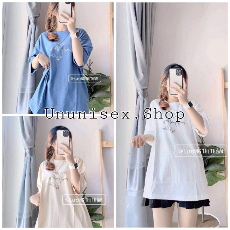 Áo thun tay lỡ chữ ký nam nữ Ununisex, áo phông tay lỡ chữ ký Unisex form rộng