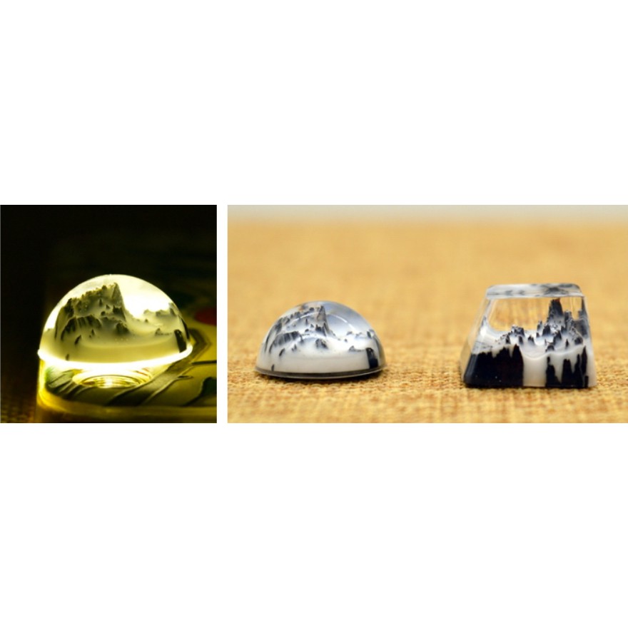 Phím Cơ Xuyên LED, Keycap trong suốt 3D, Phím Artisan Tinh Vân Lung Linh, Huyền Ảo