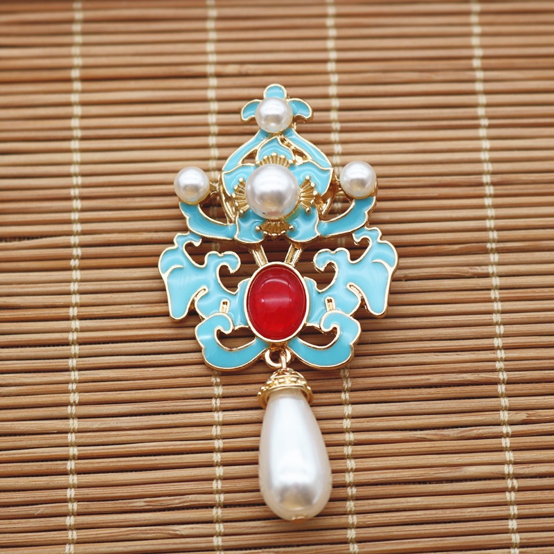 Ghim Cài Áo Kim Loại Tráng Men Họa Tiết Hình Học Vintage Cho Nữ