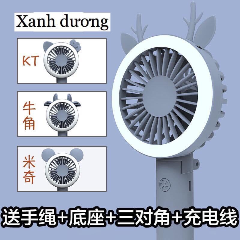 Quạt mini cầm tay 3 nấc gió kèm đèn và sạc tiện lợi đáng yêu 1 đổi 1 | BigBuy360 - bigbuy360.vn