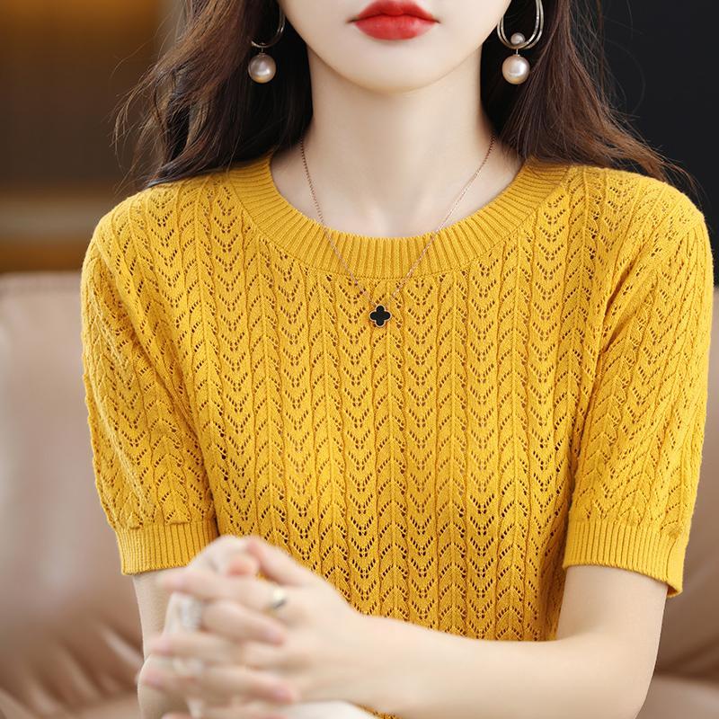 Áo Thun Lụa Mỏng Tay Ngắn Dáng Rộng Thời Trang Mùa Hè Cho Nữ