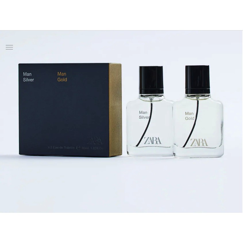 Nước hoa nam ZARA MAN GOLD + ZARA MAN SILVER EDT 30 ML (1.02 FL. OZ).