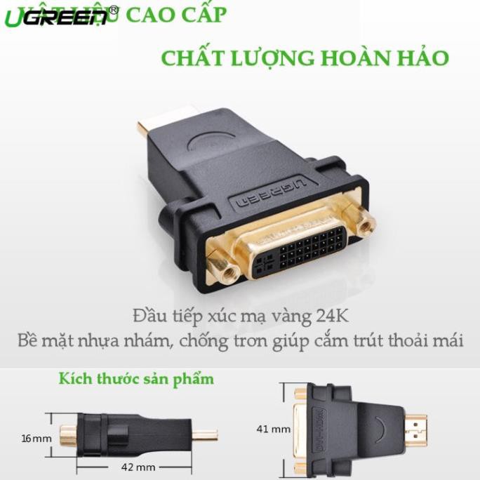 Đầu chuyển đổi HDMI (M) - DVI 24+1 (F) Ugreen 20123 hỗ trợ 2 chiều cao cấp