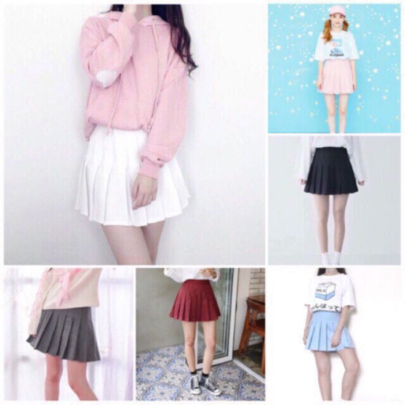 CHÂN VÁY TENNIS TRƠN ULZZANG XẾP LY VÁY QUẦN GIẢ VÁY DẬP LY