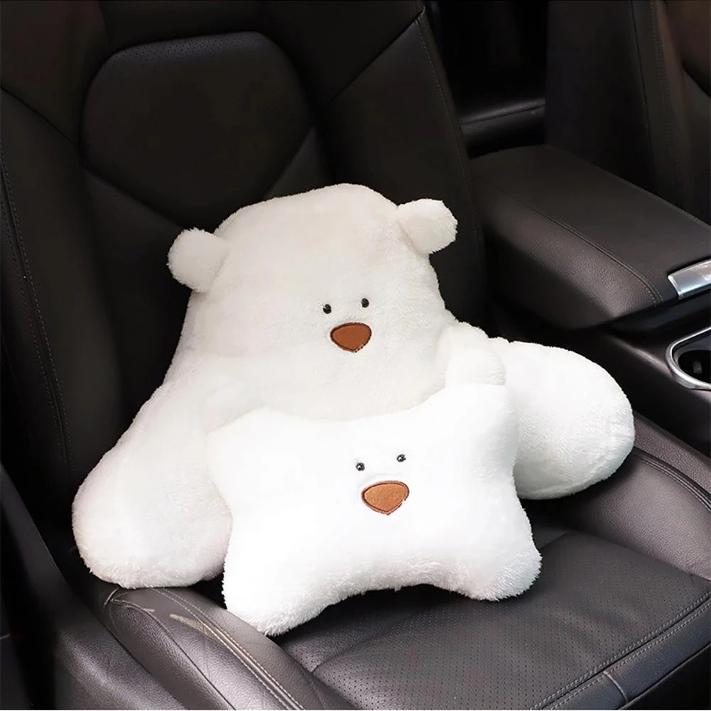Gối Tựa Đầu Và Cổ Kiểu Gấu Hoạt Hình Nhồi Bông Dễ Thương Trang Trí Nội Thất Xe Hơi