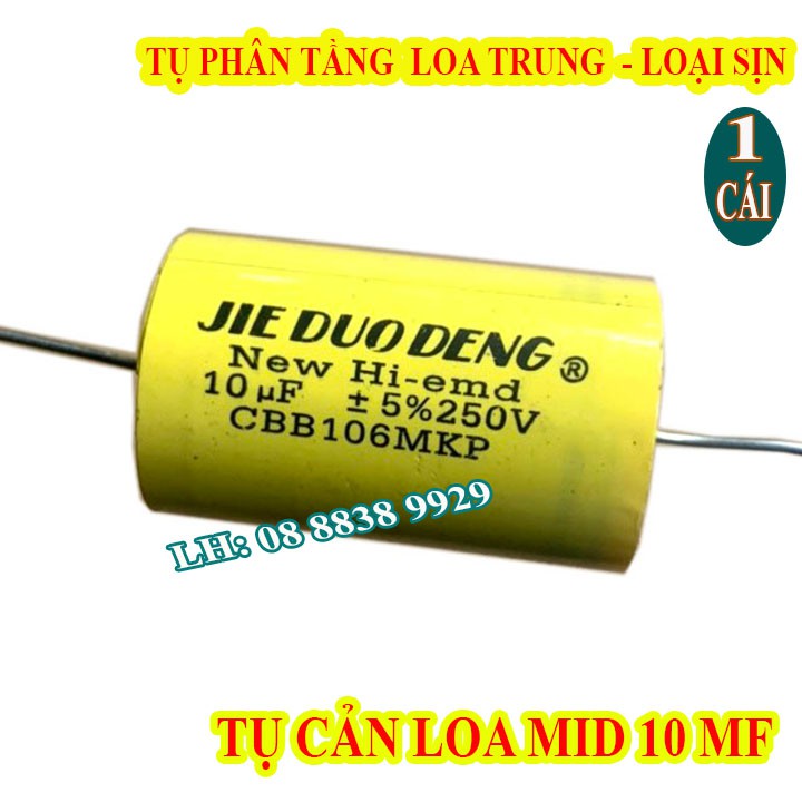 TỤ CHỐNG CHÁY LOA TRUNG 10MF VÀNG - TỤ CẢN LOA MID -TỤ LẮP LOA LỜI CAO CẤP - GIÁ 1 CHIẾC