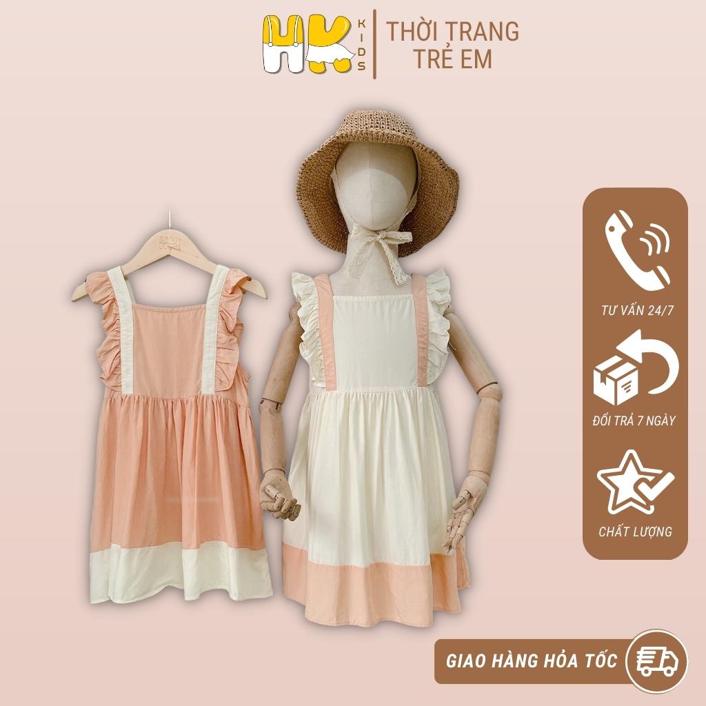 Váy cho bé gái HK KIDS, kiểu đầm dáng babydoll 2 dây cánh tiên Cotton mềm mát cho bé diện hè sz từ 1-5 tuổi (mã 122552)