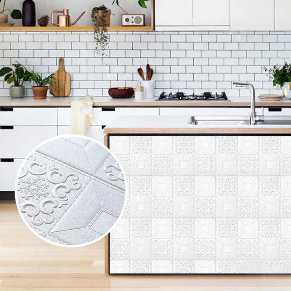 Miếng Dán Tường Bằng Xốp / PE 3D Chống Nước Chống Ồn Dùng Trang Trí Nhà Cửa
