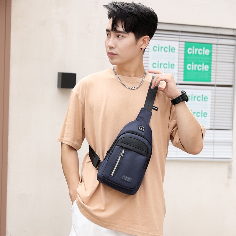 Túi đeo chéo vai vải bố phong cách mới sức chứa lớn đơn giản dễ phối đồ cho nam