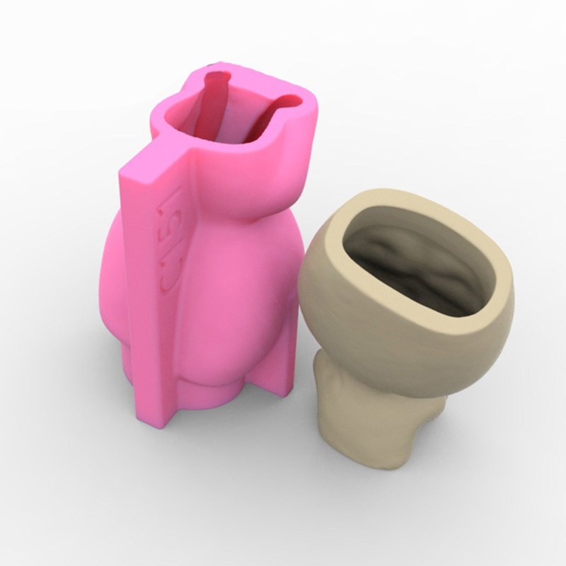 Khuôn Silicon Làm Chậu Hoa Hình Búp Bê Đầu To