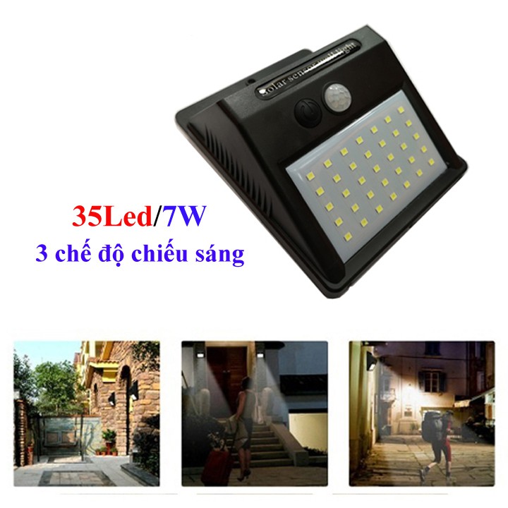 Đèn năng lượng mặt trời cảm biến hồng ngoại 100Led 3 chế độ-35 led/ 7W siêu sáng