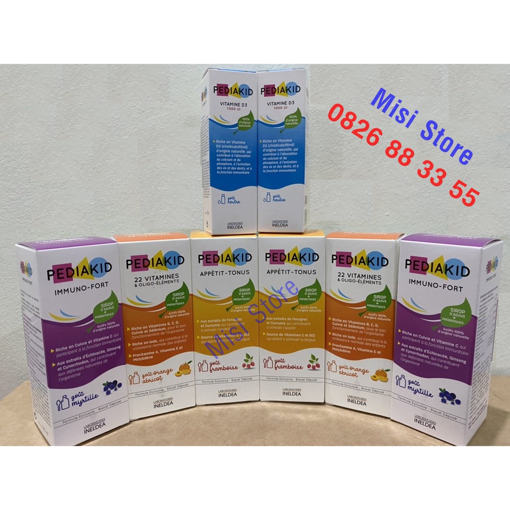 ❧☃Pediakid nội địa Pháp, 22 vitamin / Appetit tonus Sommeil Sắt Fe + B Immuno Fort D3, dạng siro