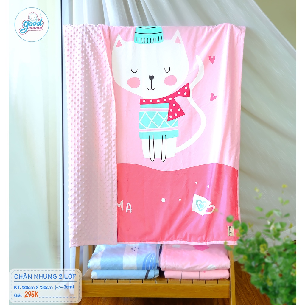 Combo 4 món đồ ngủ sơ sinh dành cho bé gái Goodmama: Màn chụp, bộ gối chặn, lót chống thấm, chăn đắp