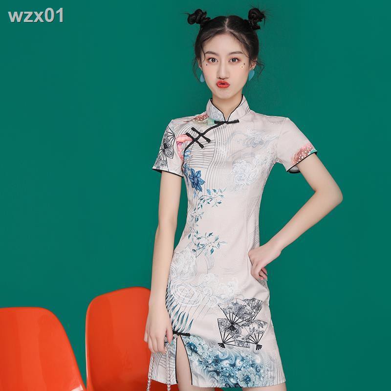 2021 phong cách mới của Trung Quốc thanh lịch sexy triều cải tiến sườn xám cô gái trẻ retro váy nhỏ