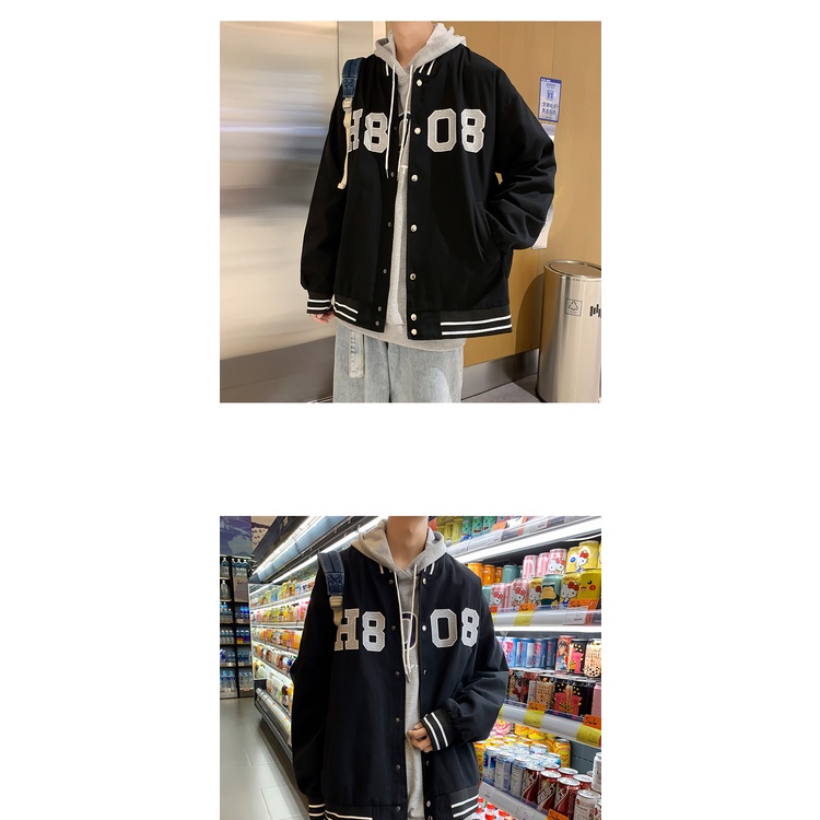 Áo bomber nam form rộng, Áo bóng chày nam form rộng màu đen hồng thời trang ulzzang hàn quốc