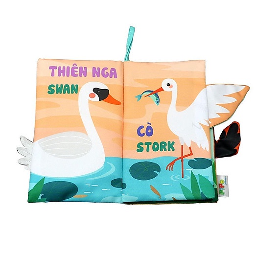 Sách vải PiPoVietnam đoán đuôi, song ngữ Anh - Việt - Vương Quốc Loài Chim -Kích thích trí thông minh tưởng tượng cho bé