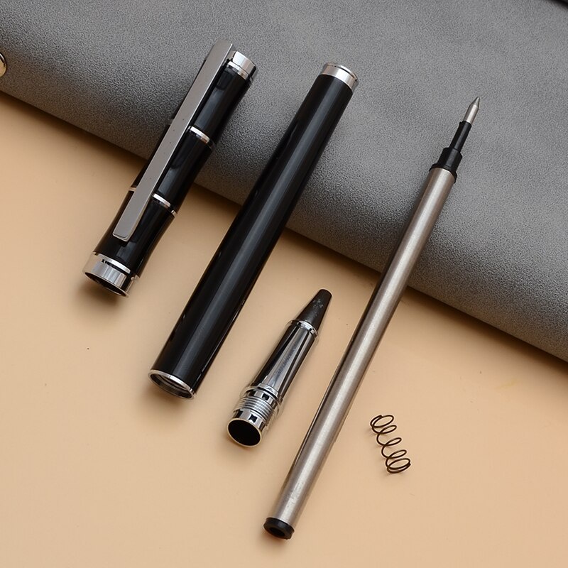 Bút ký viết mực nước gel Nắp đốt trúc  Vỏ kim loại sơn đen- Baoer1916