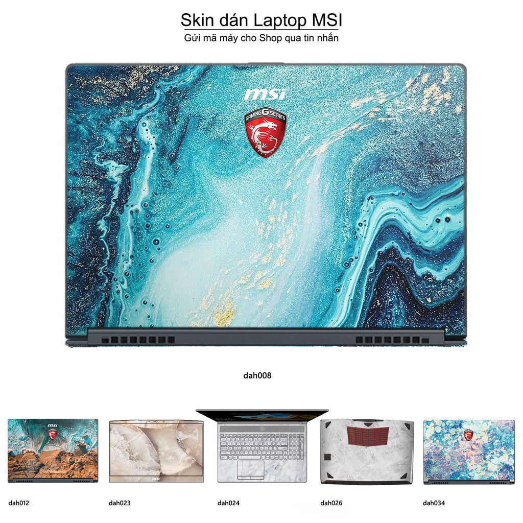 Skin dán Laptop MSI in hình vân đá (inbox mã máy cho Shop)