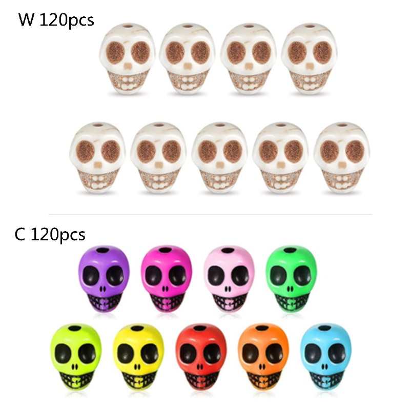 120 Hạt Hình Đầu Lâu Halloween Đầy Màu Sắc Dùng Làm Trang Sức
