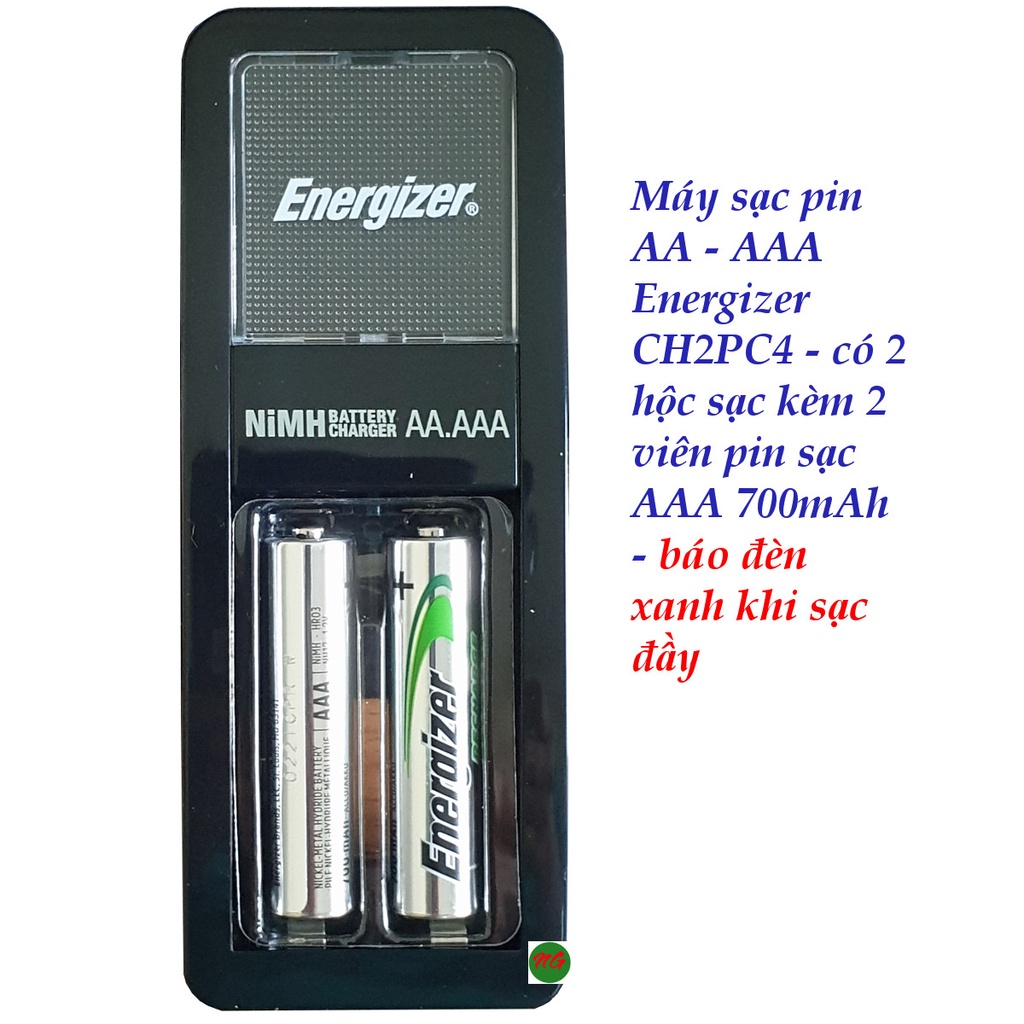 Máy Sạc Pin AA- AAA 2 hộc kèm 2 viên pin sạc AAA 700 mAh ENERGIZER