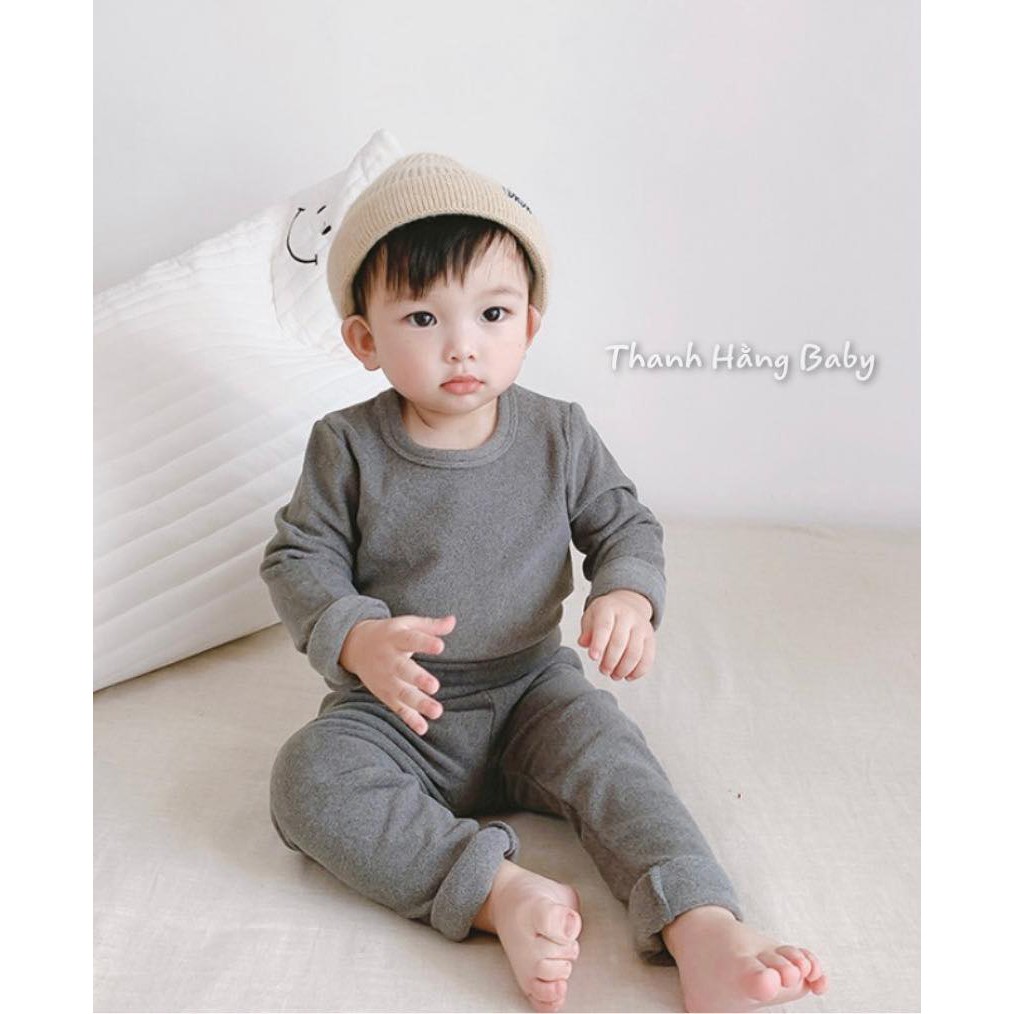 Bộ Quần Áo Dài Tay Thu Đông Cho Trẻ Sơ Sinh Và Bé Trai Bé Gái Nỉ Cotton Thanh Hằng Baby Từ 7 - 17 Kg