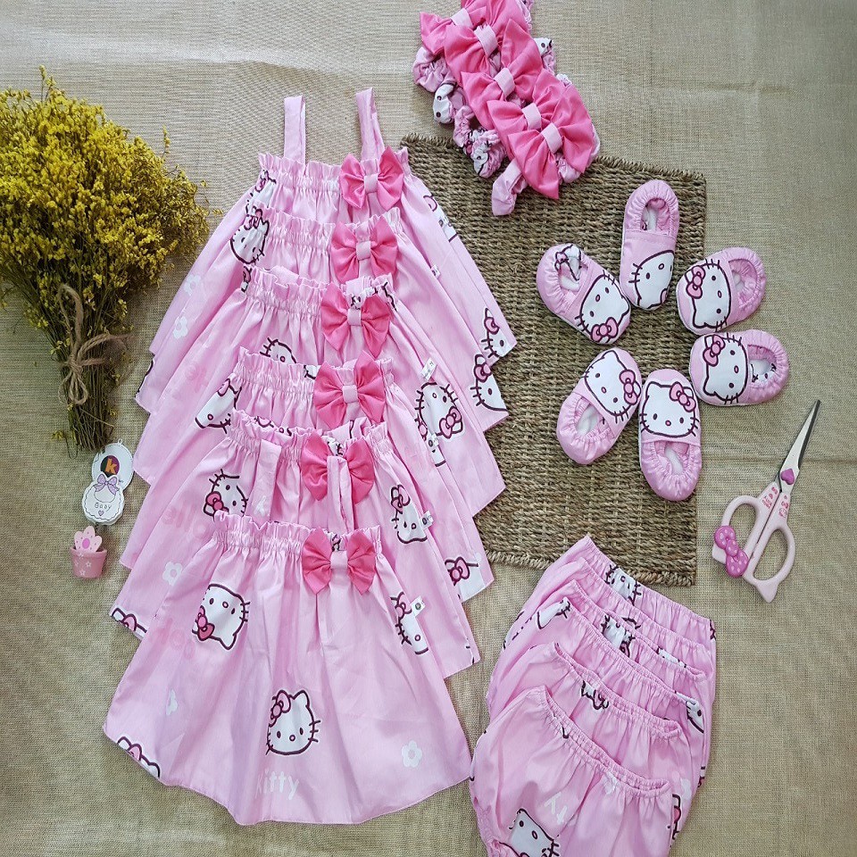 [MUA 1 TẶNG 3] set ĐẦM THIẾT KẾ mèo Kitty cho bé, chất vải cotton lụa siêu mềm - mịn - HÀNG ĐỘC QUYỀN đẹp lạ - giá tốt