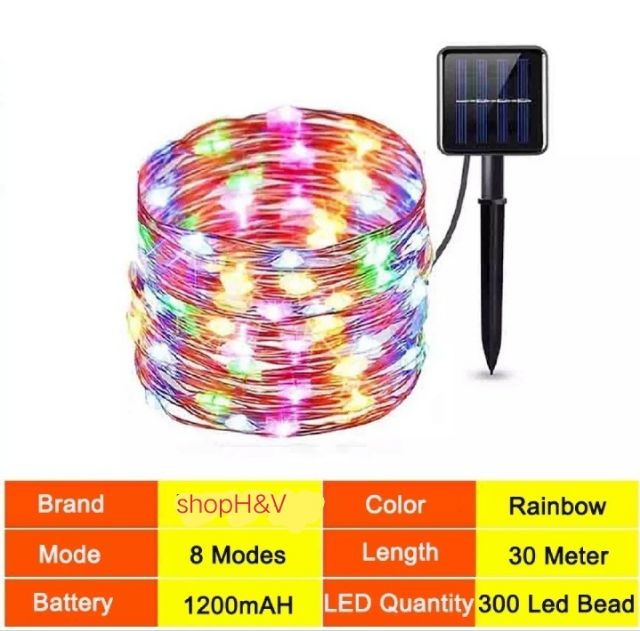 • HCM •Dây Đèn LED Đom Đóm Fairy Light 12/22/32/42M Năng Lượng Mặt Trời